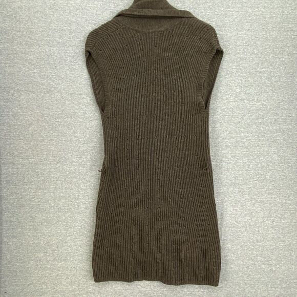 Worth Sweater Cardigan Womens Medium Brown Wool Shawl Collar Sleeveless Pockets - Picture 3 of 11